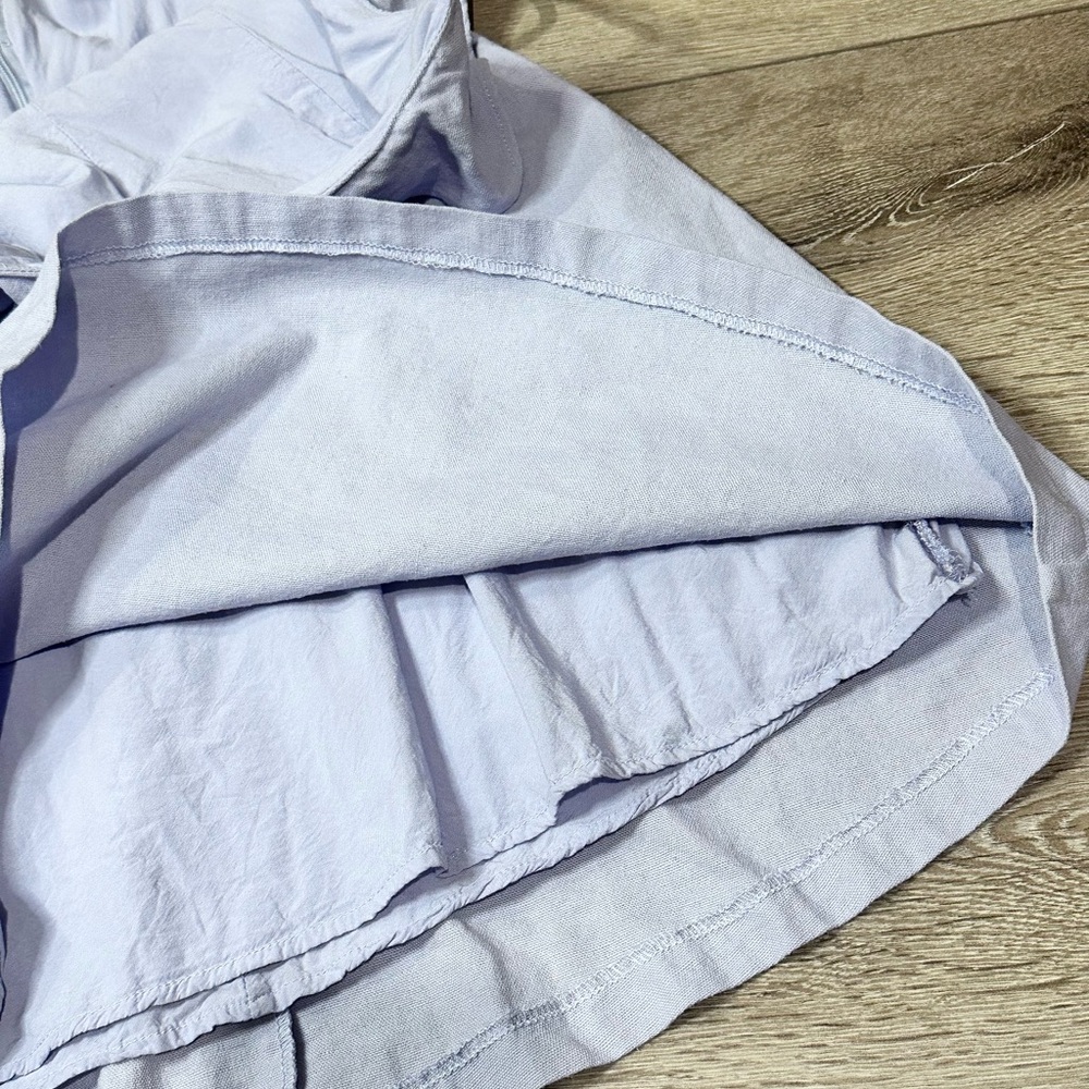 The Impeccable Pig Periwinkle Tie Front Linen Blend Mini Dress - Picture 7 of 11